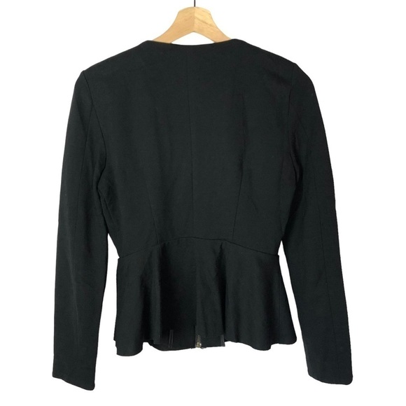 Topshop Black Ruffle Front Peplum Front Zip Jacket 6 - Picture 4 of 5